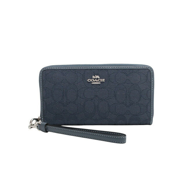 コーチ COACH LONG ZIP AROUND WALLET SIGNATURE JACQUARD 長財布 CU150-SVPM1 レディース デニム WQ00053942