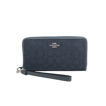 コーチ COACH LONG ZIP AROUND WALLET SIGNATURE JACQUARD 長財布 CU150-SVPM1 レディース デニム WQ00053942