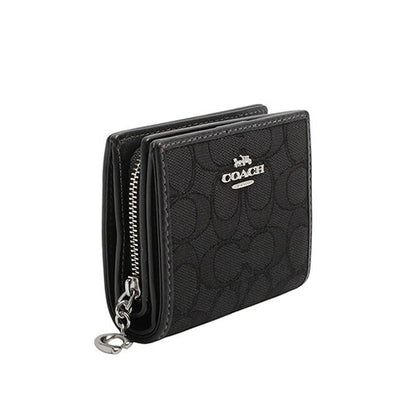 コーチ COACH SIGNATURE JACQUARD SNAP WALLET 二つ折り財布 CU401-SBKBK レディース ブラック WQ00053943