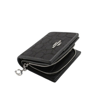 コーチ COACH SIGNATURE JACQUARD SNAP WALLET 二つ折り財布 CU401-SBKBK レディース ブラック WQ00053943