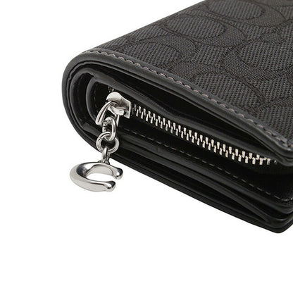 コーチ COACH SIGNATURE JACQUARD SNAP WALLET 二つ折り財布 CU401-SBKBK レディース ブラック WQ00053943