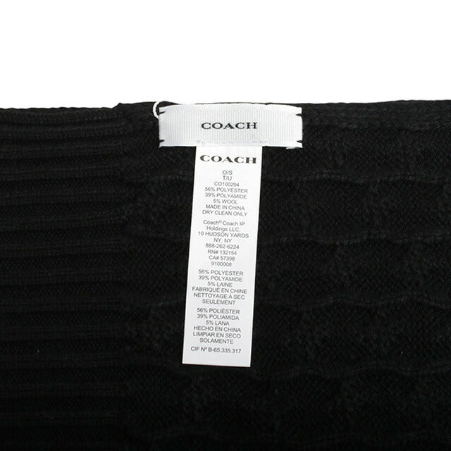 コーチ COACH マフラー ストール CO100294-001 レディース メンズ ブラック マフラー WQ00053954