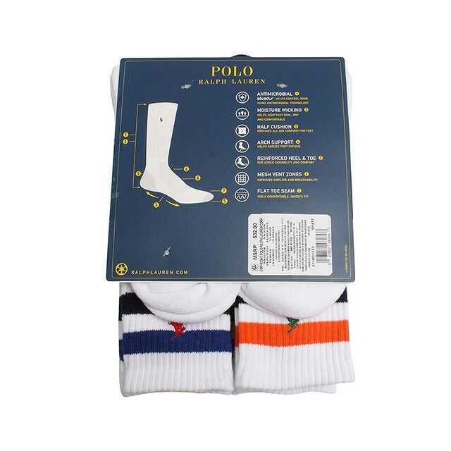 ポロラルフローレン POLO RALPH LAUREN ソックス 821485PKZ3-WHAST メンズ ホワイト 6個セット 靴下 WQ00055297