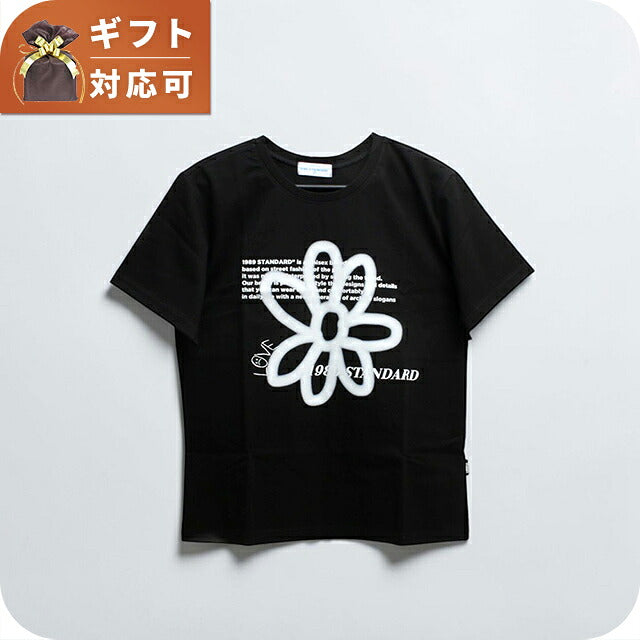 1989スタンダード 1989 STANDARD Tシャツ SWSSTD-0034-BLACK レディース ブラック BW FLOWER Slim fit Tシャツ Women&