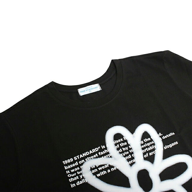 1989スタンダード 1989 STANDARD Tシャツ SWSSTD-0034-BLACK レディース ブラック BW FLOWER Slim fit Tシャツ Women&
