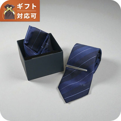 ダニエルウェリントン DANIEL WELLINGTON ネクタイ＆チーフ＆タイバー ３点セット DW02800005 メンズ ネイビー ネクタイ WQ00055703
