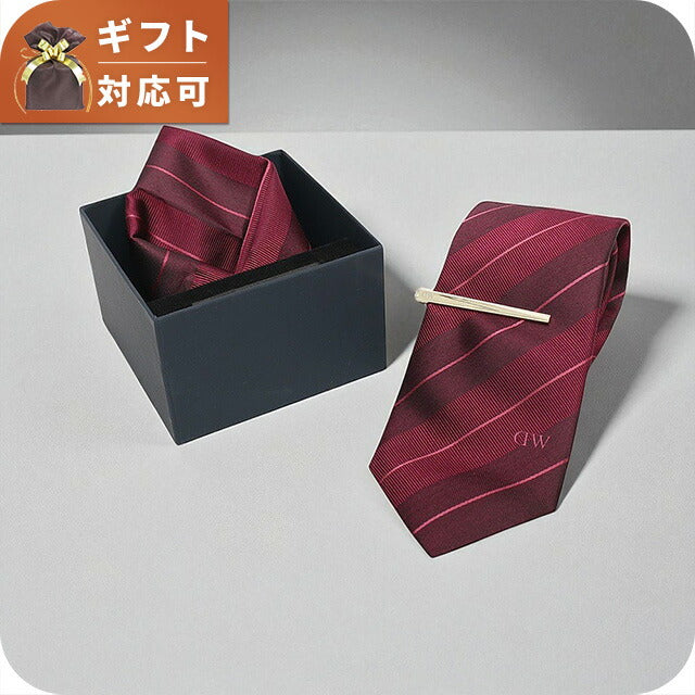 ダニエルウェリントン DANIEL WELLINGTON ネクタイ＆チーフ＆タイバー ３点セット DW02800006 メンズ ワインレッド ネクタイ WQ00055704
