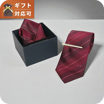 ダニエルウェリントン DANIEL WELLINGTON ネクタイ＆チーフ＆タイバー ３点セット DW02800006 メンズ ワインレッド ネクタイ WQ00055704
