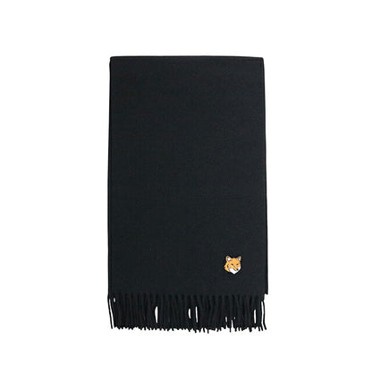 メゾンキツネ MAISON KITSUNE FOX HEAD SCARF マフラー ストール PM06201WB0044-P199 BLACK ユニセックス マフラー WQ00057135