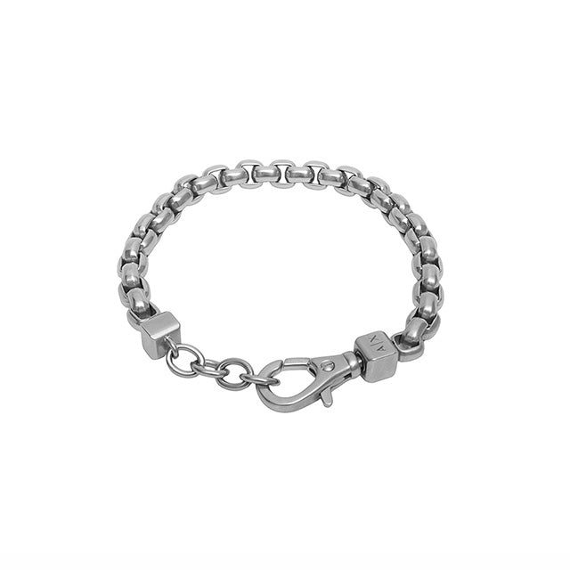 美品 アルマーニ ブレスレット シルバー 編み込み 太め コマ調整可能 アルマーニエクスチェンジ ARMANI EXCHANGE ブレスレット AXG0045040