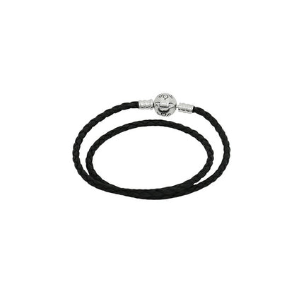 パンドラ PANDORA Moments Double Black Leather Bracelet ブレスレット 590745cbk-d2 ユニセックス ブラック WQ00057584