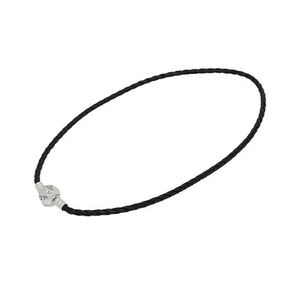 パンドラ PANDORA Moments Double Black Leather Bracelet ブレスレット 590745cbk-d2 ユニセックス ブラック WQ00057584