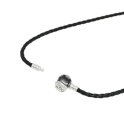 パンドラ PANDORA Moments Double Black Leather Bracelet ブレスレット 590745cbk-d2 ユニセックス ブラック WQ00057584