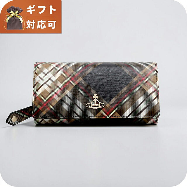 ヴィヴィアンウエストウッド VIVIENNE WESTWOOD CLASSIC LONG WALLET 長財布 51060025u-s001k-tartan-brown-black レディース D101 WQ00058148