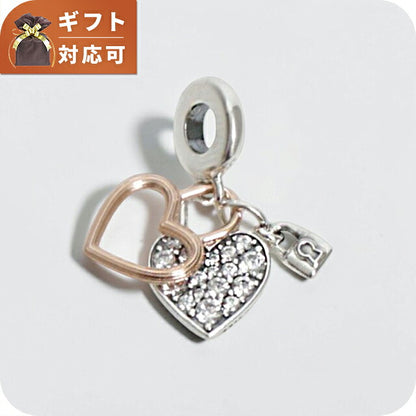 パンドラ PANDORA Heart Padlock Double Dangle Charm ブレスレットチャームダングルチャームレディース 780087c01 シルバー ローズゴールド WQ00058328
