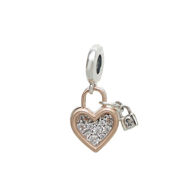 パンドラ PANDORA Heart Padlock Double Dangle Charm ブレスレットチャームダングルチャームレディース 780087c01 シルバー ローズゴールド WQ00058328