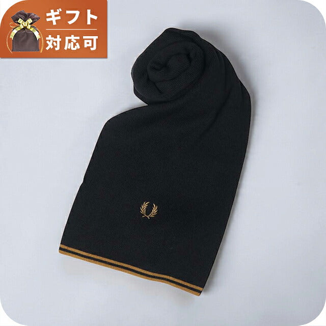 フレッドペリー FRED PERRY Merino Wool Scarf メリノウール スカーフ マフラー c3319-u12 ユニセックス Black Dark Caramel マフラー WQ00058422
