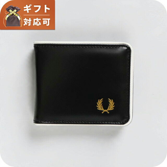 Fred Perry FRED PERRY Coated Polyester Billfold Wallet Bifold Wallet Bifold Wallet l7305-d57 Unisex Black Ecru WQ00058426