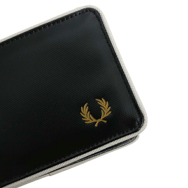 Fred Perry FRED PERRY Coated Polyester Billfold Wallet Bifold Wallet Bifold Wallet l7305-d57 Unisex Black Ecru WQ00058426
