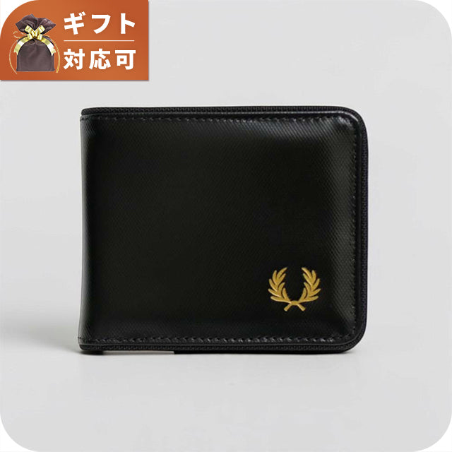 Fred Perry FRED PERRY Tonal Coated Polyester Billfold Wallet Bifold Wallet Bifold Wallet l2810-774 Unisex Black Gold WQ00058427