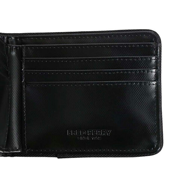 Fred Perry FRED PERRY Tonal Coated Polyester Billfold Wallet Bifold Wallet Bifold Wallet l2810-774 Unisex Black Gold WQ00058427