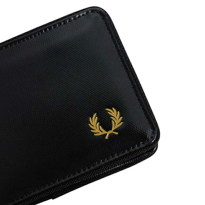 Fred Perry FRED PERRY Tonal Coated Polyester Billfold Wallet Bifold Wallet Bifold Wallet l2810-774 Unisex Black Gold WQ00058427