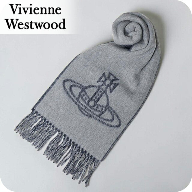 ヴィヴィアン ウエストウッド マフラー メンズ レディース ブランド Vivienne Westwood ロゴ W01MK-P407 MINERAL GRAY ビビアン WQ00058483