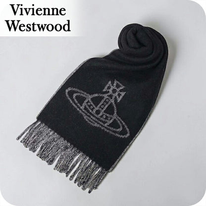 ヴィヴィアン ウエストウッド マフラー メンズ レディース ブランド Vivienne Westwood ロゴ W01MK-N402 BLACK WHITE ビビアン WQ00058484