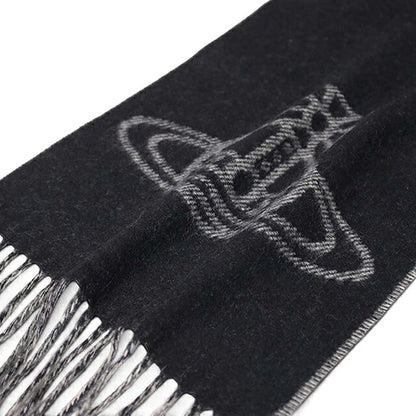 ヴィヴィアン ウエストウッド マフラー メンズ レディース ブランド Vivienne Westwood ロゴ W01MK-N402 BLACK WHITE ビビアン WQ00058484