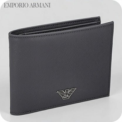 エンポリオ・アルマーニ 二つ折り財布 二折財布 コンパクト メンズ ブランド EMPORIO ARMANI China Y4R165-Y138E UA083 グレー ウォレット 高級 おしゃれ プレゼント 実用的