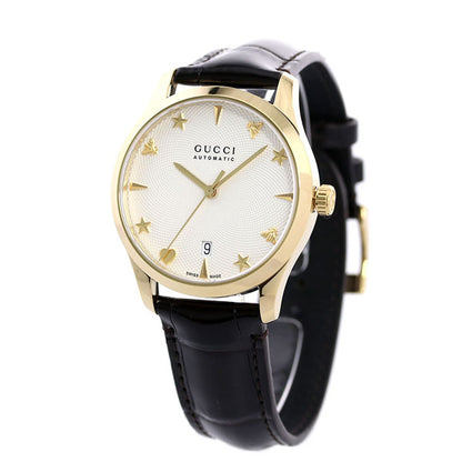 グッチ 時計 Gタイムレス 38mm 自動巻き 機械式 メンズ レディース 腕時計 ブランド YA126470A G-TIMELESS シルバー ダークブラウン 革ベルト YA126470A