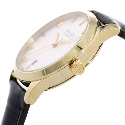 グッチ 時計 Gタイムレス 38mm 自動巻き 機械式 メンズ レディース 腕時計 ブランド YA126470A G-TIMELESS シルバー ダークブラウン 革ベルト YA126470A