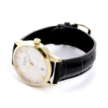 グッチ 時計 Gタイムレス 38mm 自動巻き 機械式 メンズ レディース 腕時計 ブランド YA126470A G-TIMELESS シルバー ダークブラウン 革ベルト YA126470A