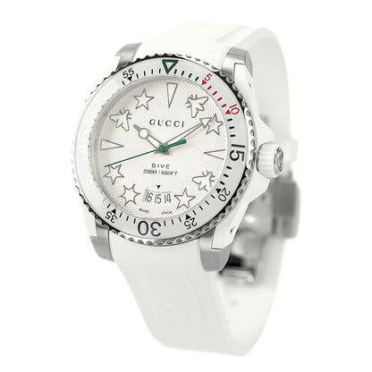 グッチ 時計 メンズ ダイヴ 40mm スイス製 クオーツ 腕時計 ブランド YA136337 シルバー ホワイト YA136337