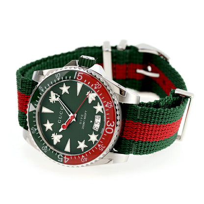 グッチ ダイヴ クオーツ 腕時計 ブランド メンズ 蜂 GUCCI YA136339 アナログ グリーン レッド 赤 スイス製 YA136339