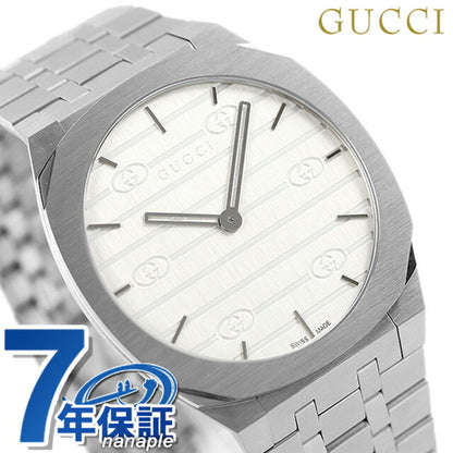 グッチ 時計 メンズ レディース 25H 38mm スイス製 クオーツ 腕時計 ブランド YA163407 シルバー YA163407