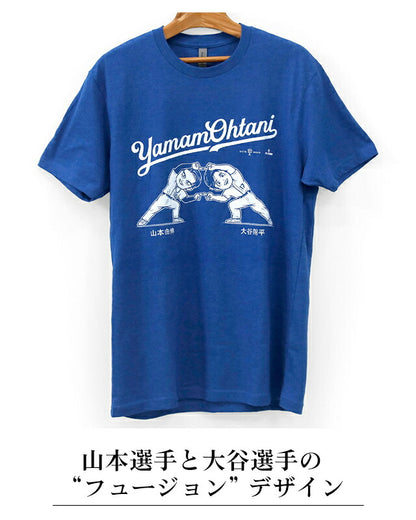 ヤマモタニ 半袖Ｔシャツ 大谷翔平 山本由伸 メンズ ブランド Ｍ MLBPA公式ライセンス商品 ドジャース ロゴ クルーネック ブルー YamamOhtani