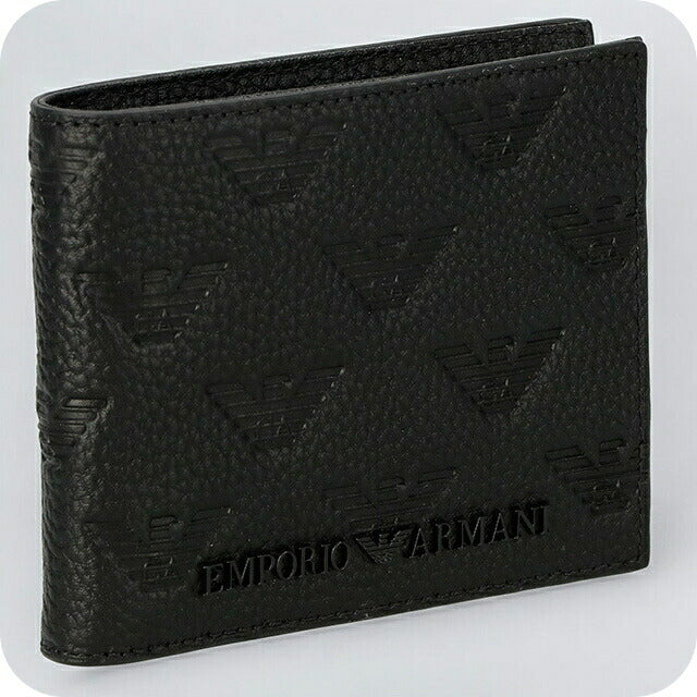 エンポリオ・アルマーニ 二つ折り財布 メンズ ブランド EMPORIO ARMANI YEM122Y142V 81072 ブラック YEM122Y142V-81072