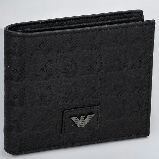 エンポリオ・アルマーニ 二つ折り財布 メンズ ブランド EMPORIO ARMANI YEM122YQ67I 80001 ブラック YEM122YQ67I-80001