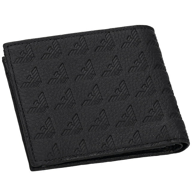 エンポリオ・アルマーニ 二つ折り財布 メンズ ブランド EMPORIO ARMANI YEM122YQ67I 80001 ブラック YEM122YQ67I-80001