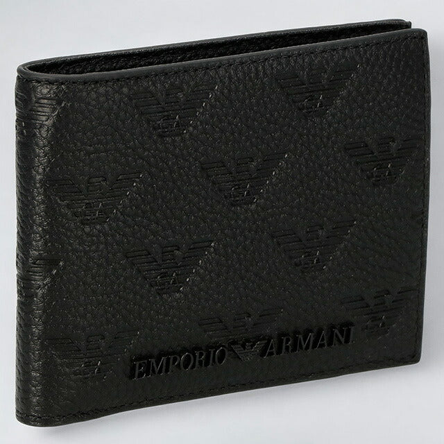 エンポリオ・アルマーニ 二つ折り財布 メンズ ブランド EMPORIO ARMANI YEM176Y142V 81072 ブラック YEM176Y142V-81072