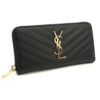 サンローラン 長財布ラウンドファスナー レディース ブランド SAINT LAURENT MONOGRAM MATELASSE レザー 358094 ブラック YSL358094011
