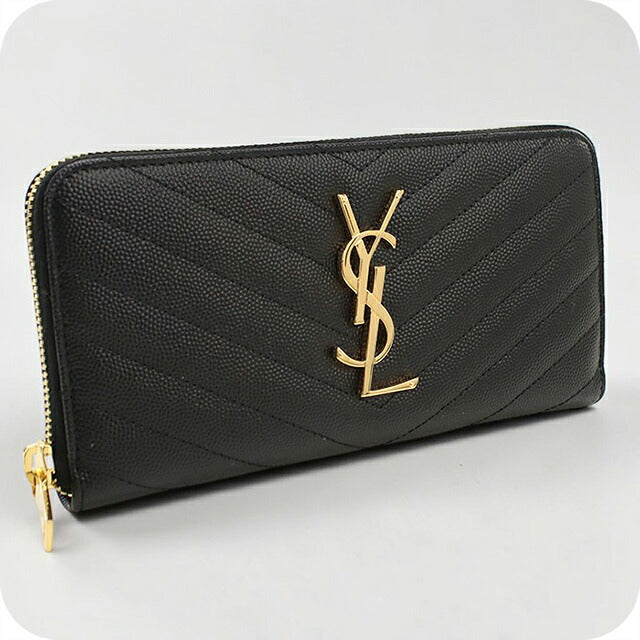 サンローラン 長財布ラウンドファスナー レディース ブランド SAINT LAURENT MONOGRAM MATELASSE レザー 358094 ブラック YSL358094011