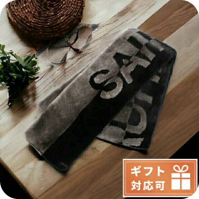 サンローラン マフラー メンズ ミンクファー100% イタリア 669859 ブラック グレー系 小物 YSL669859011