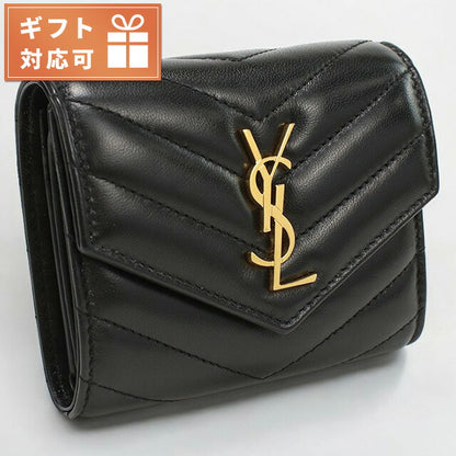 サンローラン 三折財布小銭入付き レディース ブランド SAINT LAURENT レザー イタリア 692061 ブラック 財布 YSL692061021