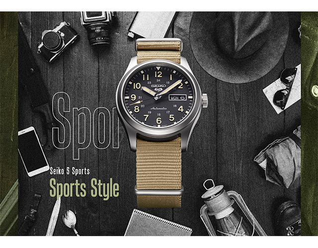 SEIKO5 sports 腕時計　ウォッチ　メンズステンレスブレス
