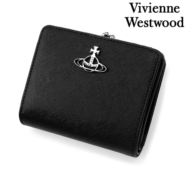 ヴィヴィアン ウエストウッド 財布 二つ折り財布 ユニセックス メンズ レディース がま口 小銭入れ Vivienne Westwood サフィアーノ  51010020 L001N N402 ブラック