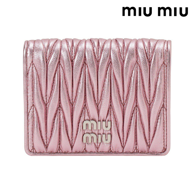 【未使用級】miu miu ミュウミュウ 二つ折り財布 マテラッセ ピンク