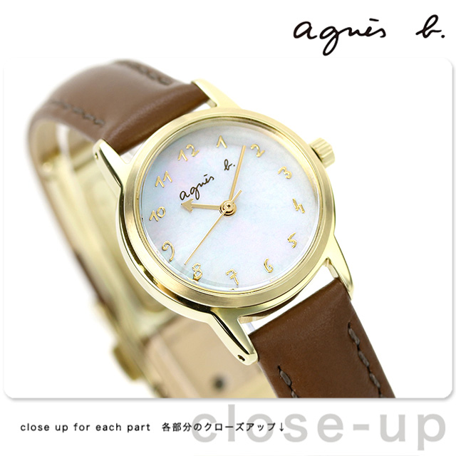 予約販売 b agnes アニエスベー レディース腕時計 革ベルト シェル文字